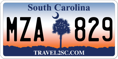 SC license plate MZA829