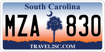 SC license plate MZA830