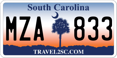 SC license plate MZA833