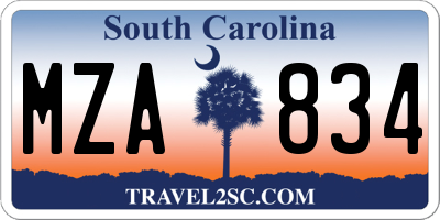 SC license plate MZA834
