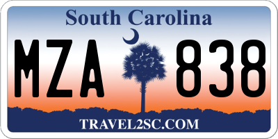 SC license plate MZA838