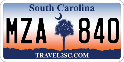 SC license plate MZA840