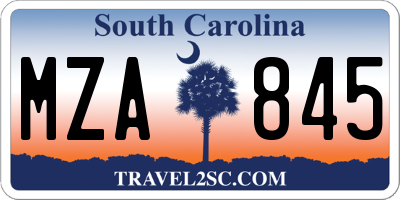 SC license plate MZA845