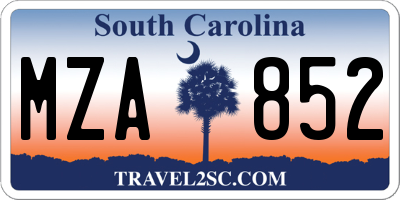 SC license plate MZA852