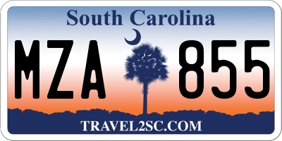 SC license plate MZA855