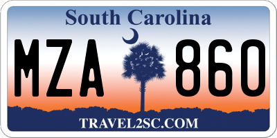 SC license plate MZA860
