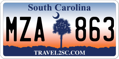 SC license plate MZA863