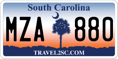 SC license plate MZA880