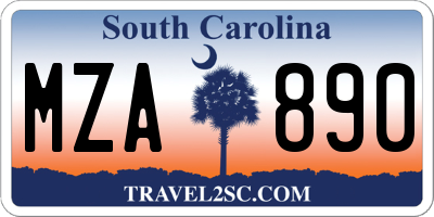 SC license plate MZA890