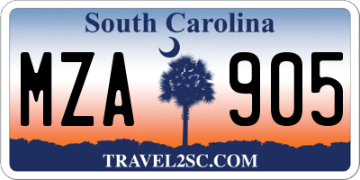 SC license plate MZA905