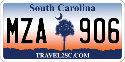 SC license plate MZA906