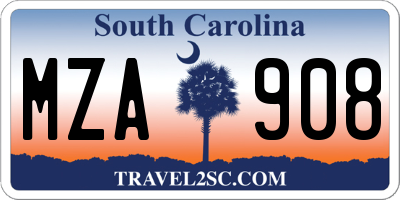 SC license plate MZA908