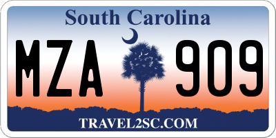 SC license plate MZA909