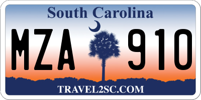 SC license plate MZA910