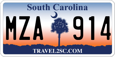 SC license plate MZA914