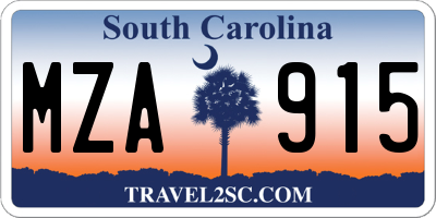 SC license plate MZA915
