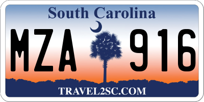 SC license plate MZA916