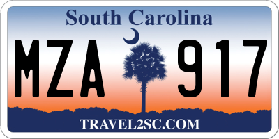SC license plate MZA917