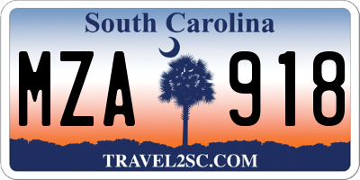 SC license plate MZA918