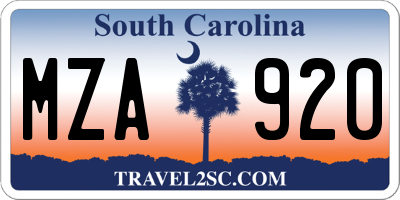 SC license plate MZA920