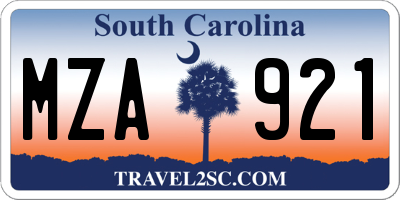 SC license plate MZA921