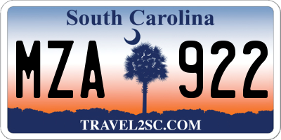 SC license plate MZA922