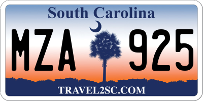 SC license plate MZA925