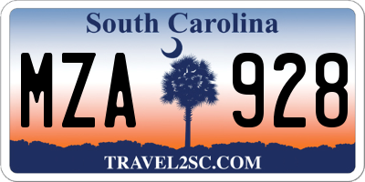 SC license plate MZA928
