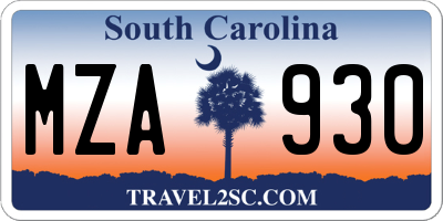 SC license plate MZA930
