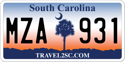 SC license plate MZA931