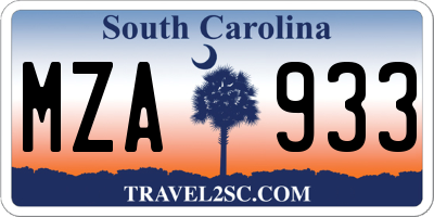 SC license plate MZA933