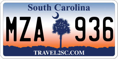 SC license plate MZA936