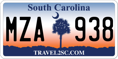 SC license plate MZA938