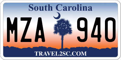 SC license plate MZA940
