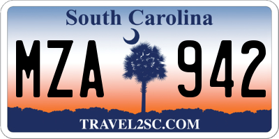 SC license plate MZA942