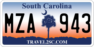 SC license plate MZA943