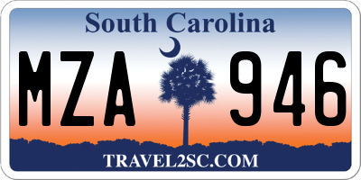 SC license plate MZA946