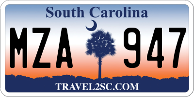 SC license plate MZA947