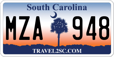 SC license plate MZA948