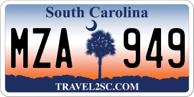 SC license plate MZA949