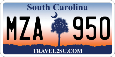 SC license plate MZA950
