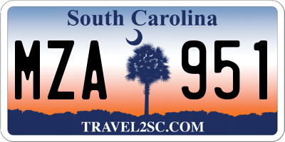 SC license plate MZA951
