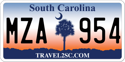 SC license plate MZA954