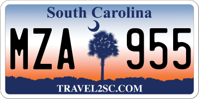 SC license plate MZA955