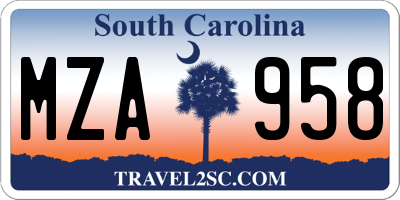SC license plate MZA958