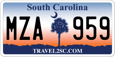 SC license plate MZA959
