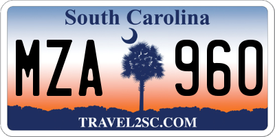 SC license plate MZA960