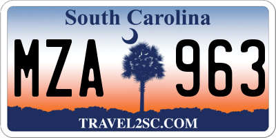 SC license plate MZA963