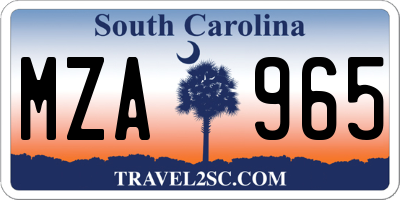 SC license plate MZA965