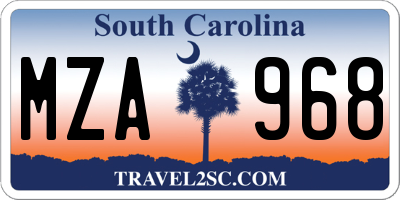 SC license plate MZA968